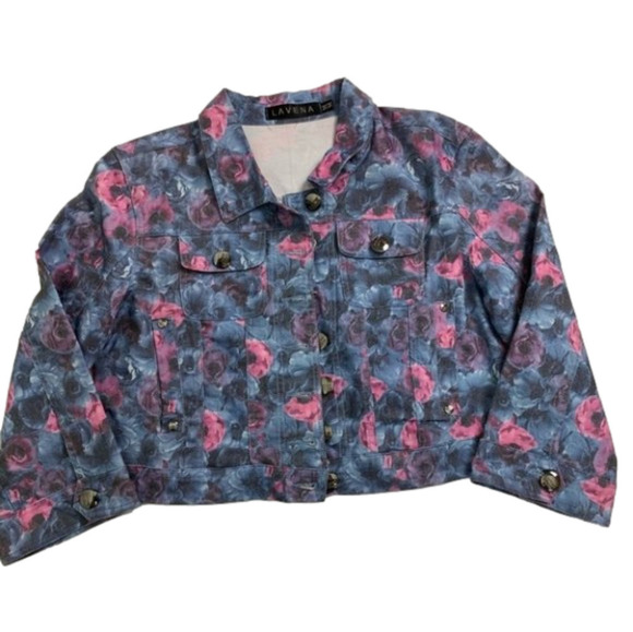 Lavena Pink &  Blue Floral Jacket size Medium - Picture 1 of 6